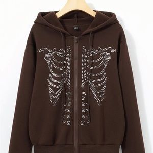 Cute brown skeleton jacket for teens. Size small